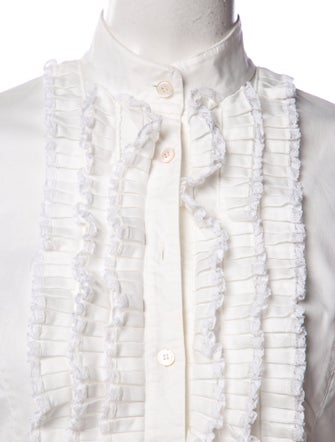 Valentino Tie Neck Long Sleeve Button-Up Top