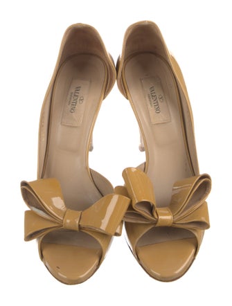 Valentino Patent Leather Bow Accents D'Orsay Pumps