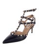 Valentino Rockstud Accents Leather T-Strap Pumps
