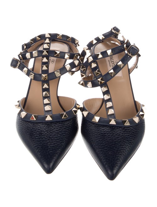 Valentino Rockstud Accents Leather T-Strap Pumps
