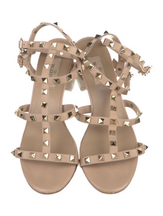 Valentino Rockstud Accents Leather Gladiator Sandals