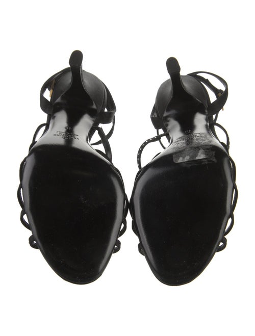 Valentino Suede Crystal Embellishments T-Strap Sandals