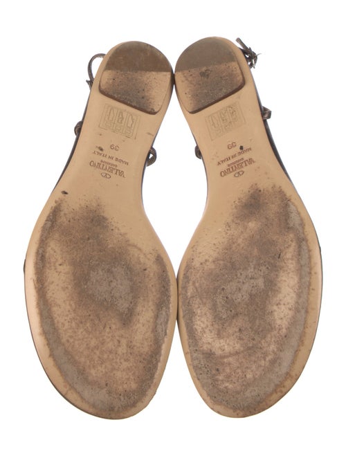 Valentino Leather Crystal Embellishments Slingback Sandals