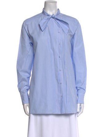 Valentino Striped Long Sleeve Button-Up Top