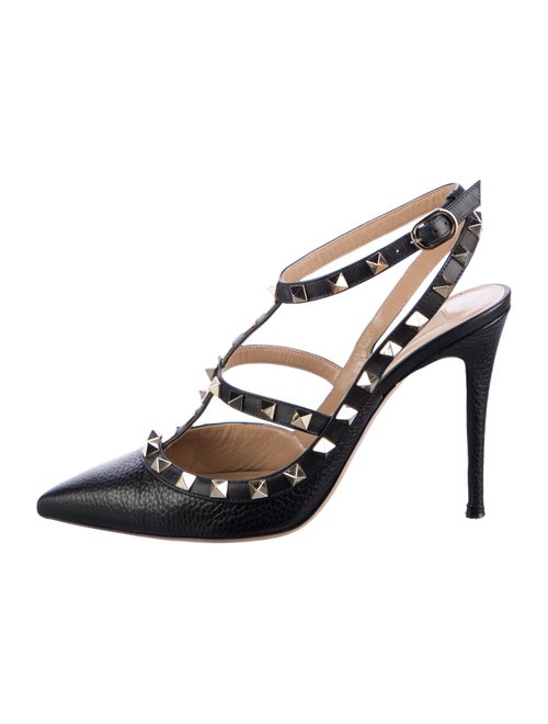 Valentino Rockstud Accents Leather T-Strap Pumps