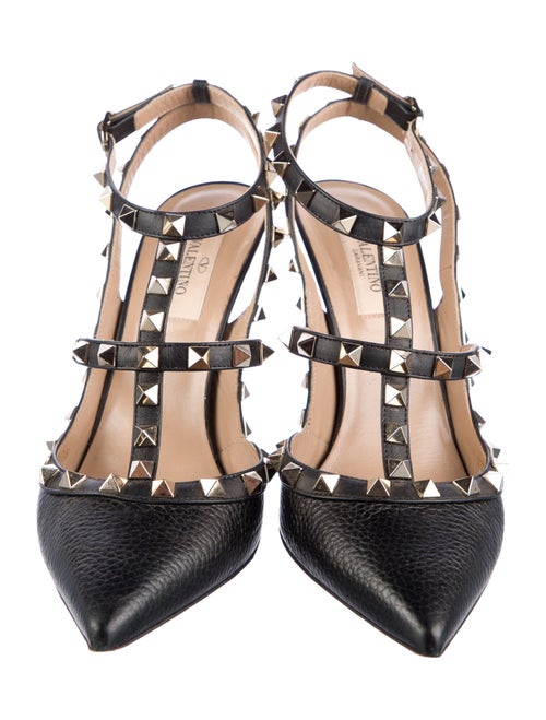 Valentino Rockstud Accents Leather T-Strap Pumps