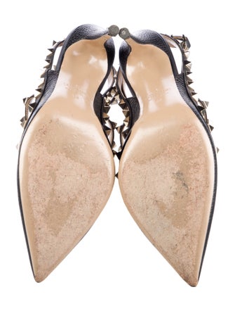 Valentino Rockstud Accents Leather T-Strap Pumps