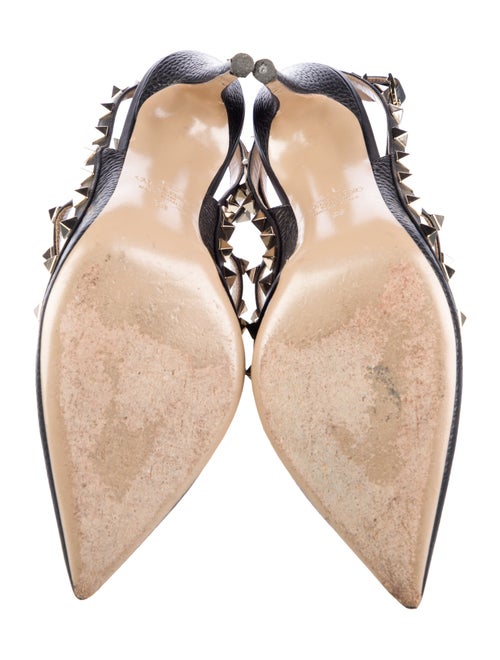 Valentino Rockstud Accents Leather T-Strap Pumps