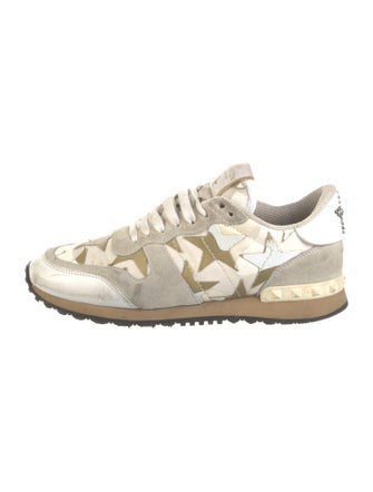 Valentino Rockstud Accents Suede Sneakers