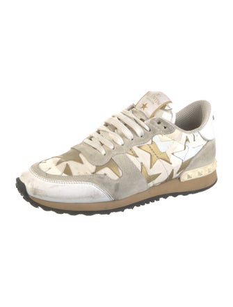 Valentino Rockstud Accents Suede Sneakers