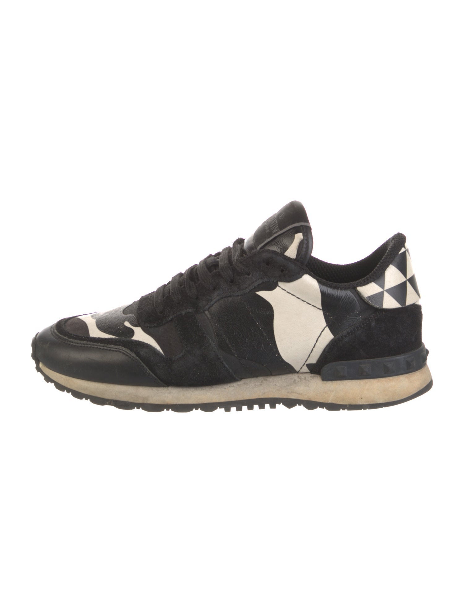 Valentino Rockstud Accents Leather Athletic Sneakers