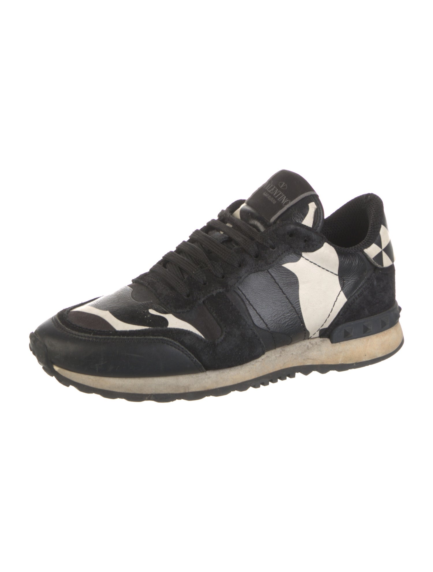 Valentino Rockstud Accents Leather Athletic Sneakers