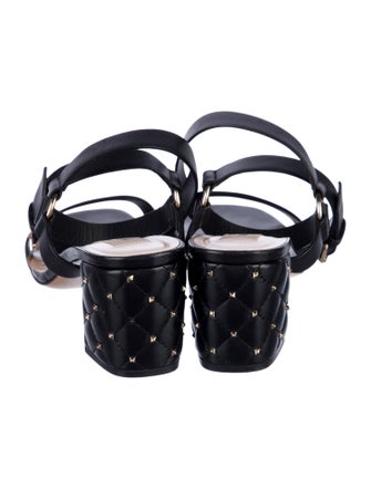 Valentino Quilted Pattern Leather Sandals