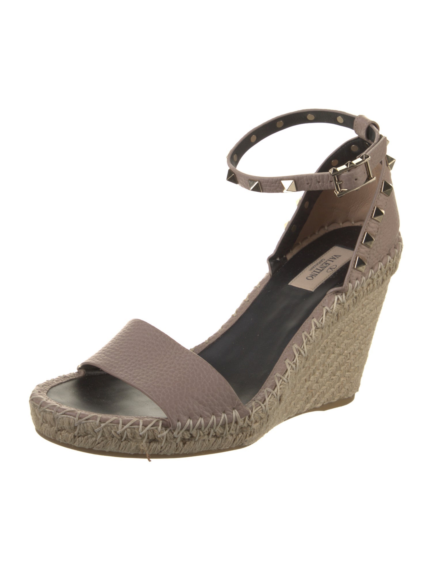 Valentino Rockstud Accents Leather Espadrilles