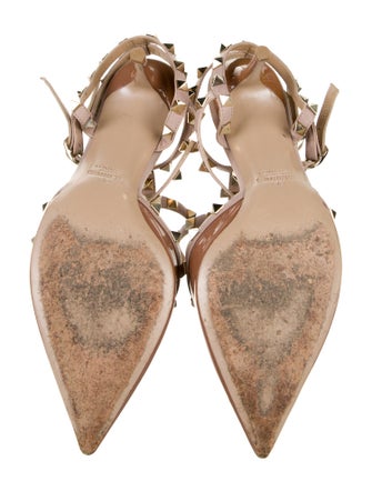 Valentino Rockstud Accents Patent Leather T-Strap Pumps