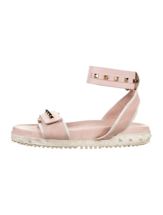 Valentino Rockstud Accents Leather Slides