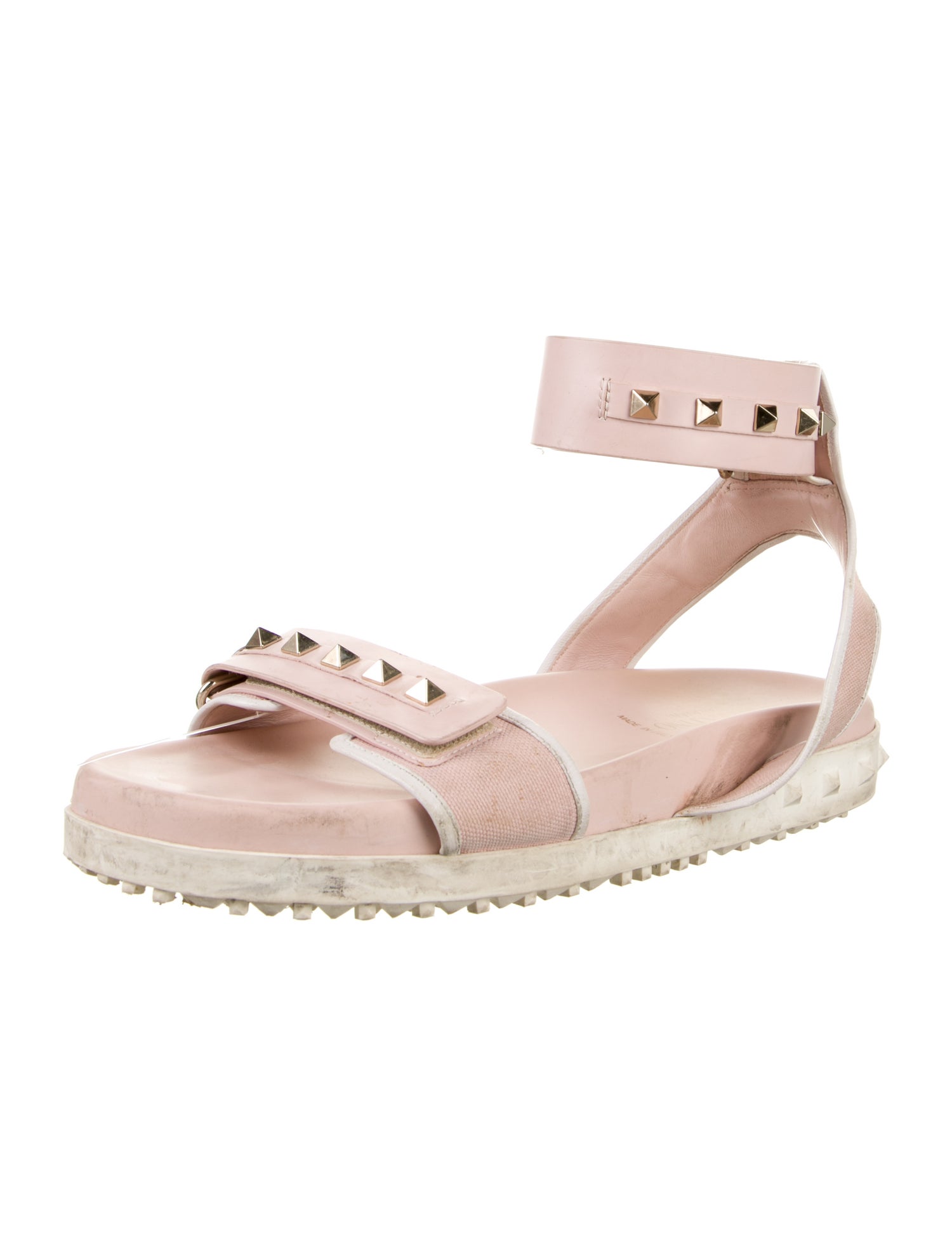 Valentino Rockstud Accents Leather Slides