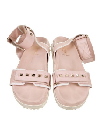 Valentino Rockstud Accents Leather Slides