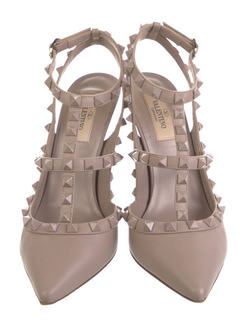 Valentino Rockstud Accents Leather T-Strap Pumps