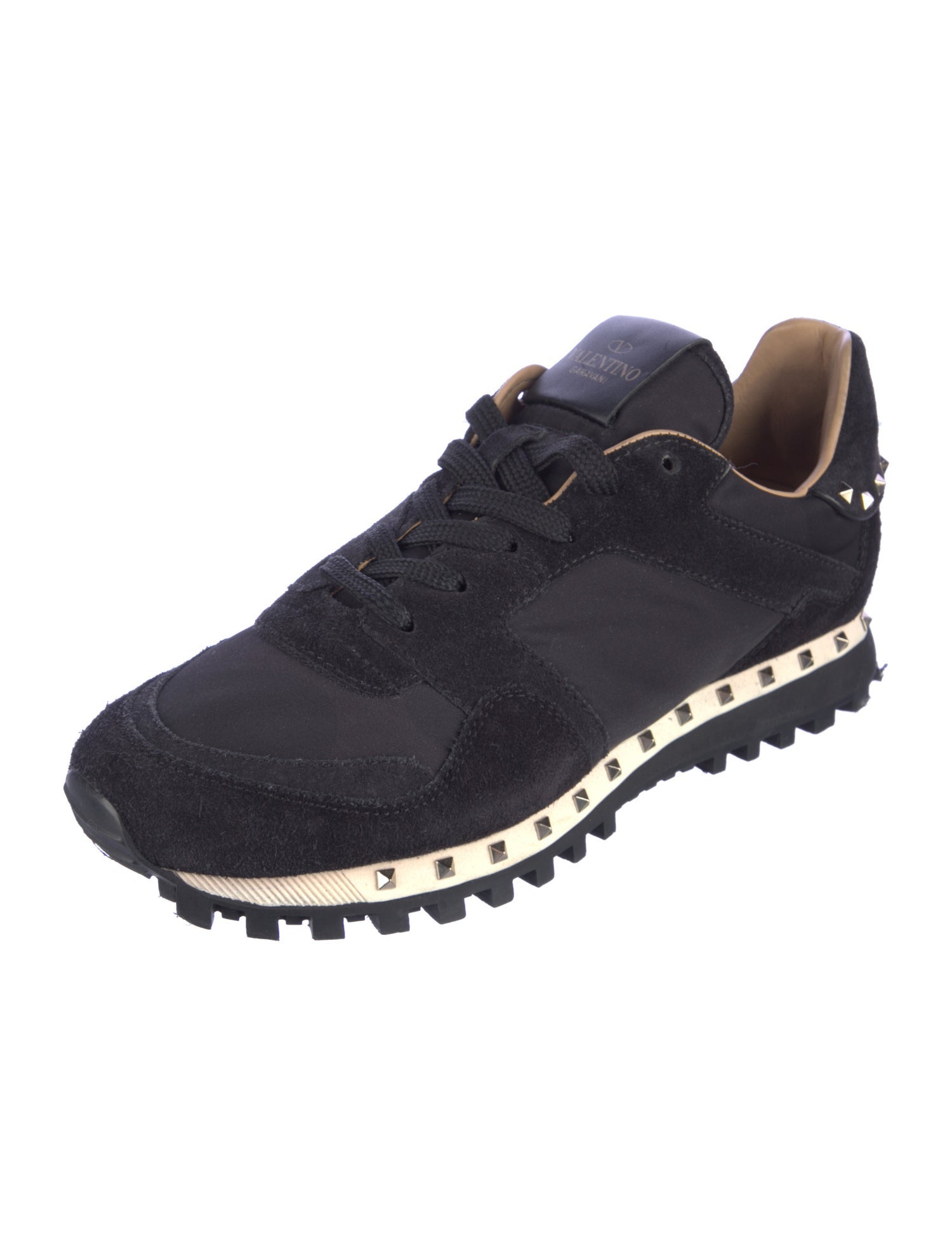 Valentino Rockstud Accents Suede Sneakers