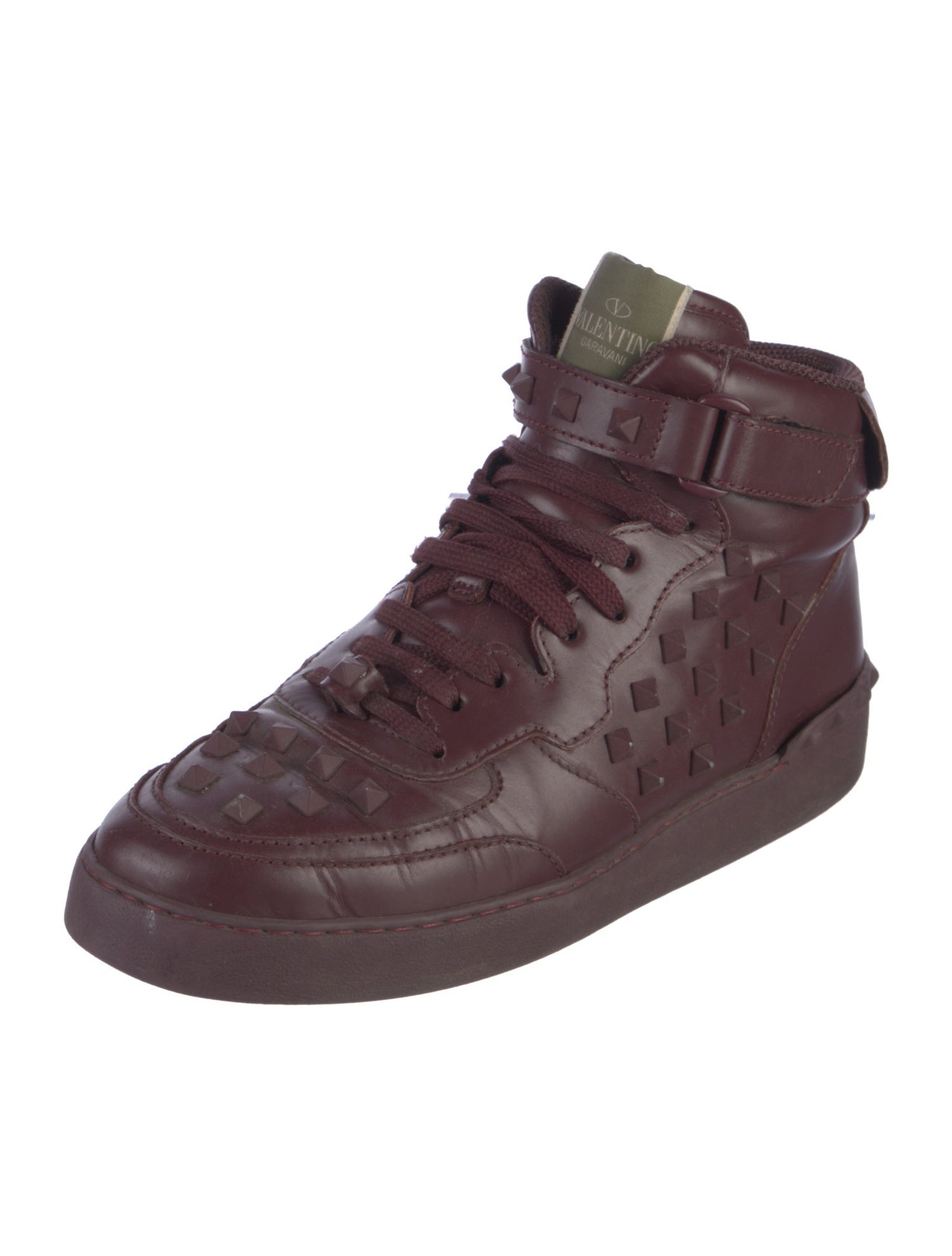 Valentino Rockstud Accents Leather Sneakers