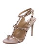 Valentino Rockstud Accents Patent Leather T-Strap Sandals