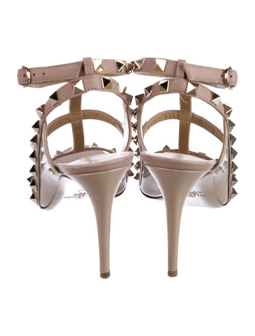 Valentino Rockstud Accents Patent Leather T-Strap Sandals