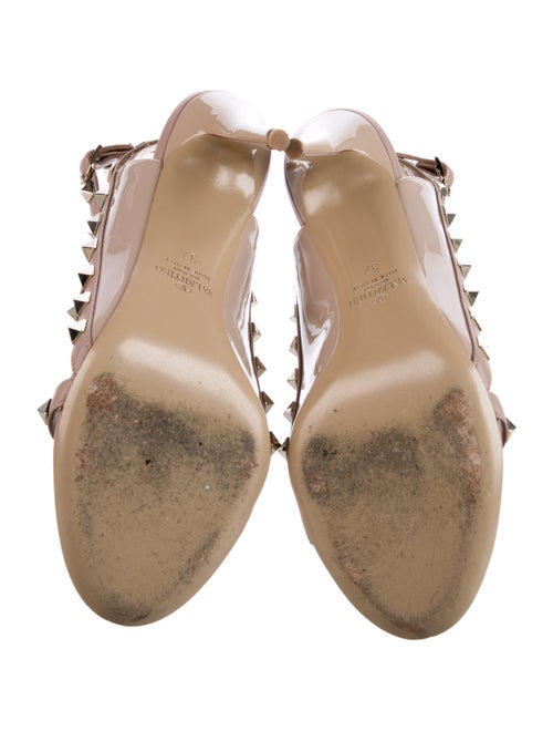 Valentino Rockstud Accents Patent Leather T-Strap Sandals