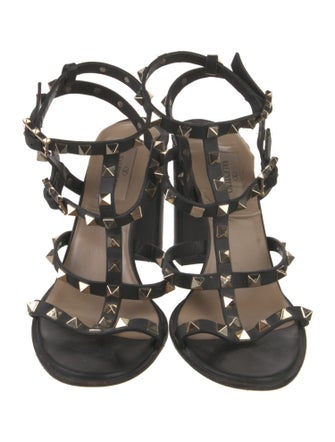 Valentino Rockstud Accents Leather Gladiator Sandals