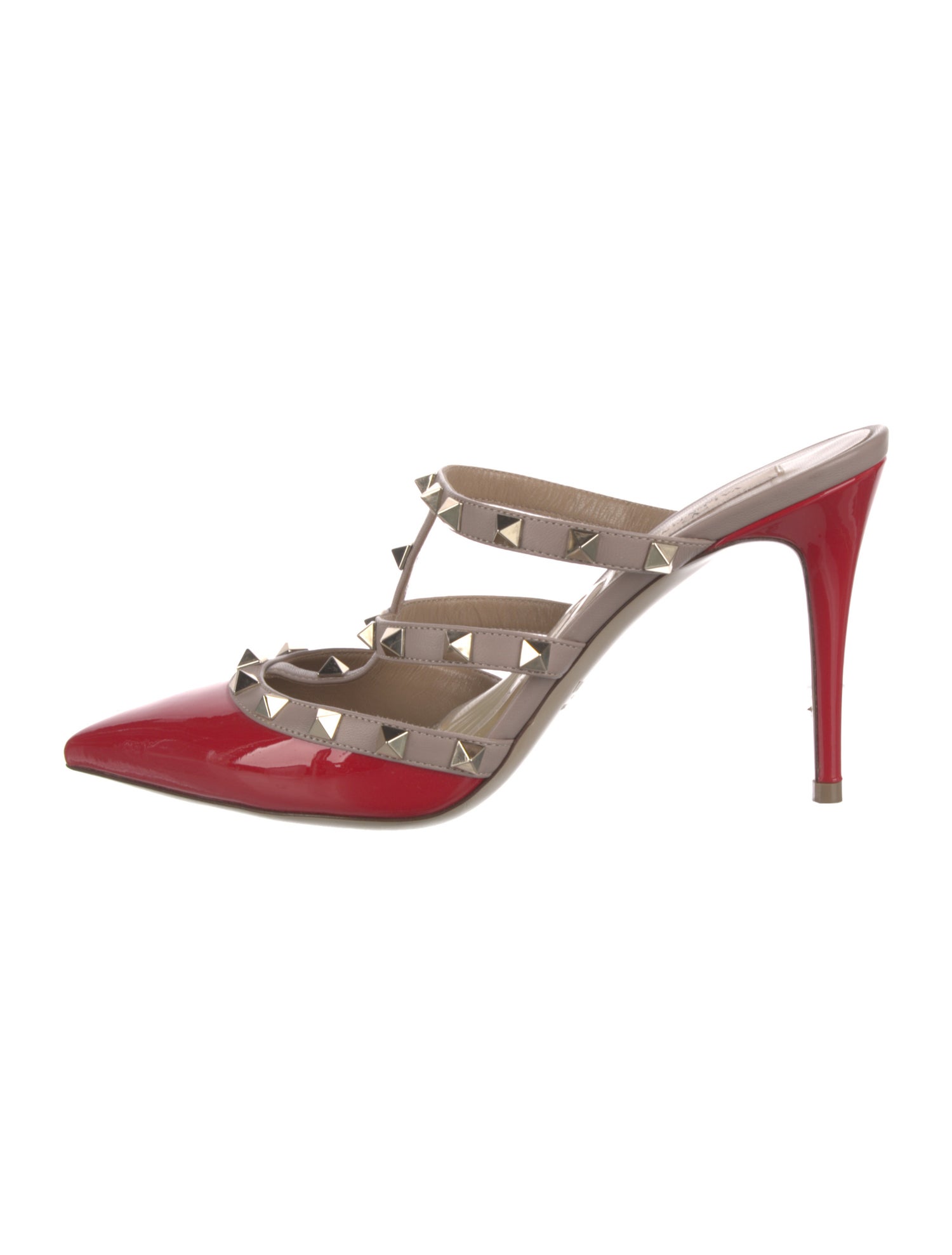 Valentino Rockstud Accents Patent Leather Mules