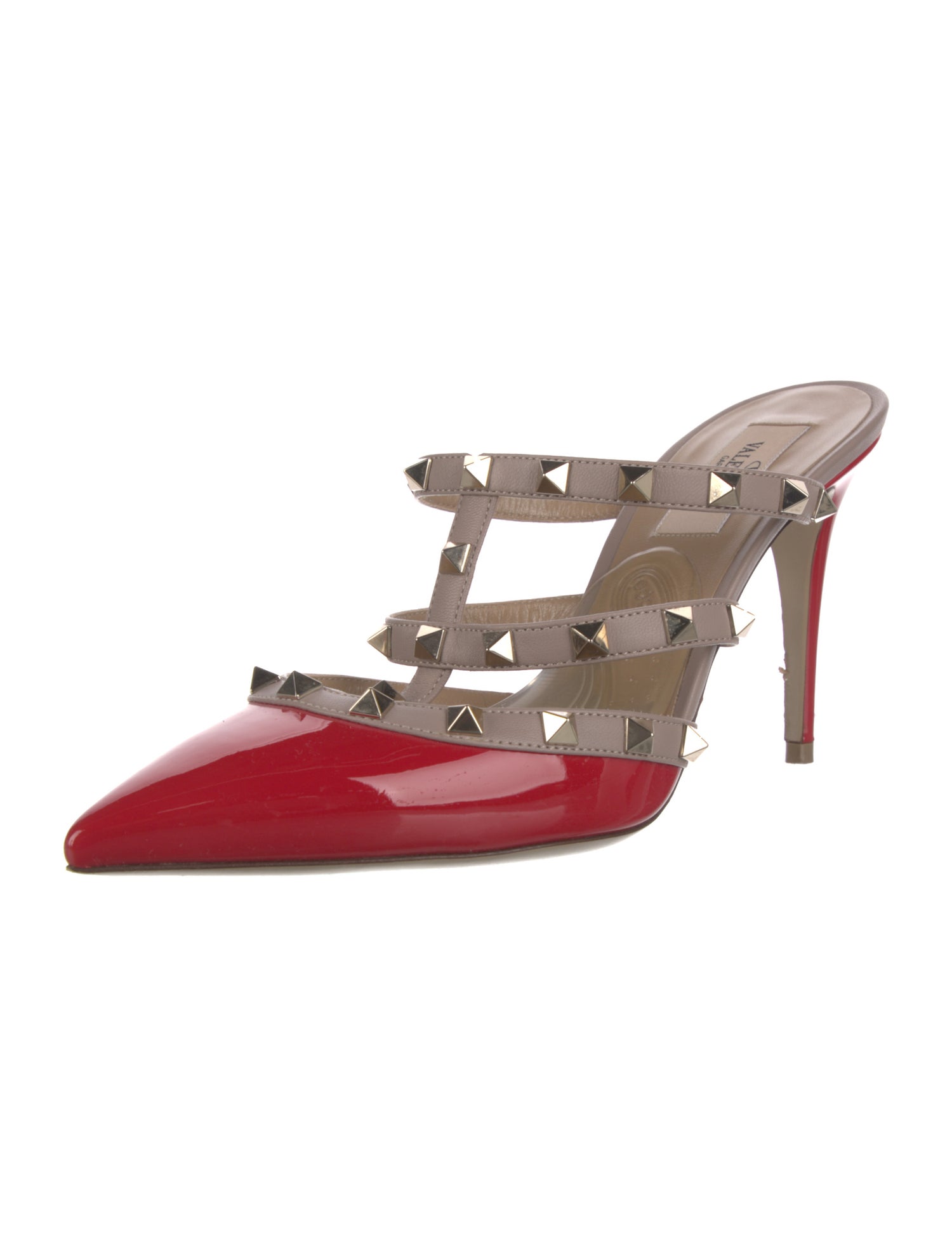 Valentino Rockstud Accents Patent Leather Mules