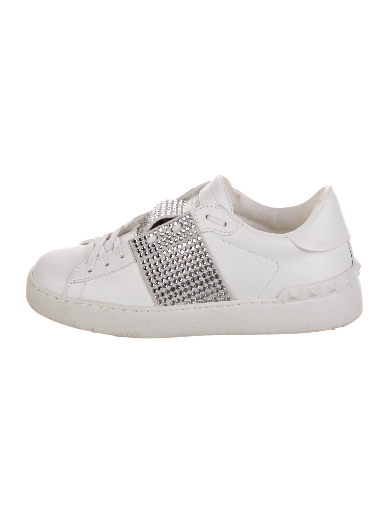 Valentino Rockstud Accents Leather Sneakers