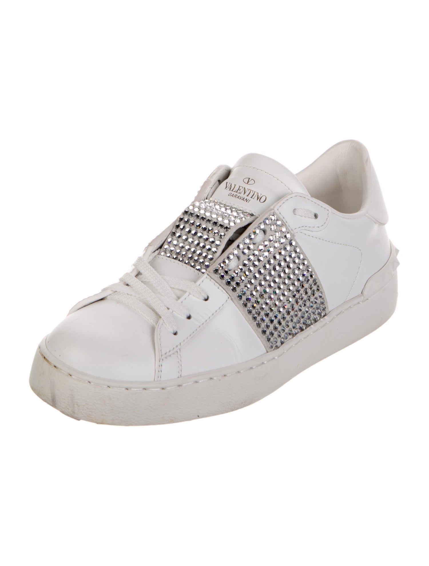 Valentino Rockstud Accents Leather Sneakers