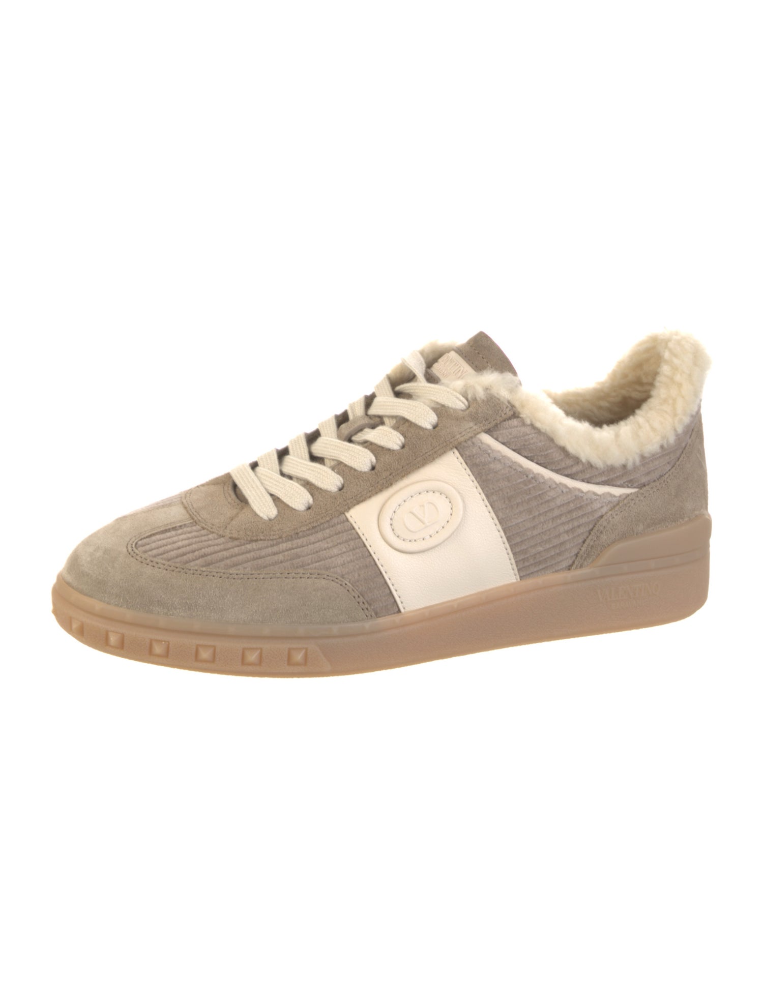 Valentino Suede Colorblock Pattern Sneakers