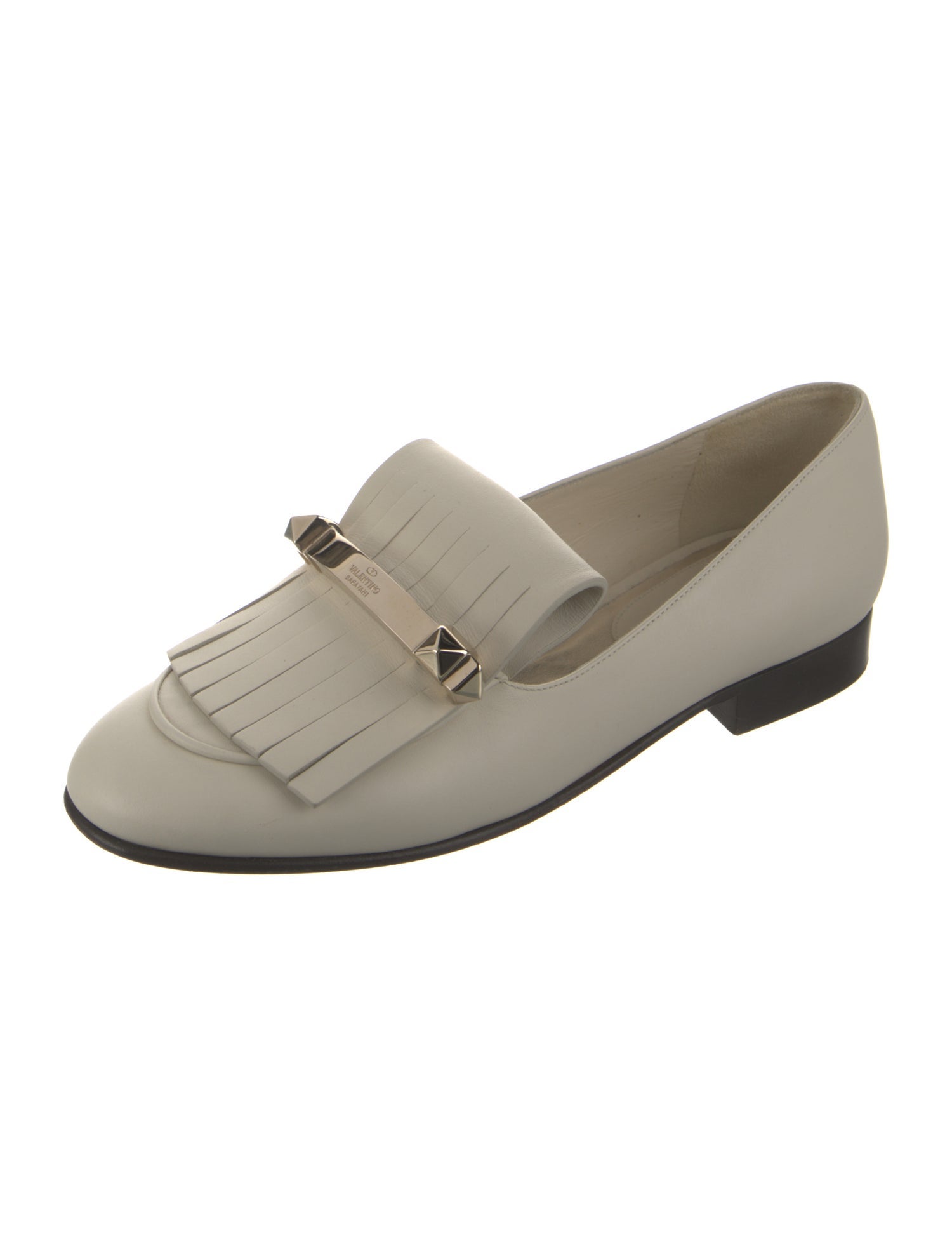 Valentino Rockstud Accents Leather Loafers