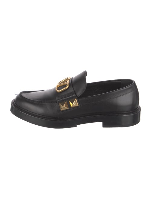 Valentino Rockstud Accents Leather Loafers