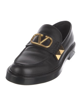 Valentino Rockstud Accents Leather Loafers