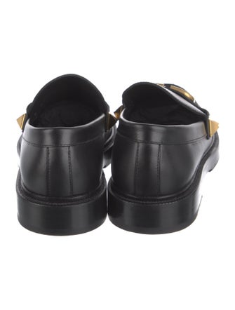 Valentino Rockstud Accents Leather Loafers