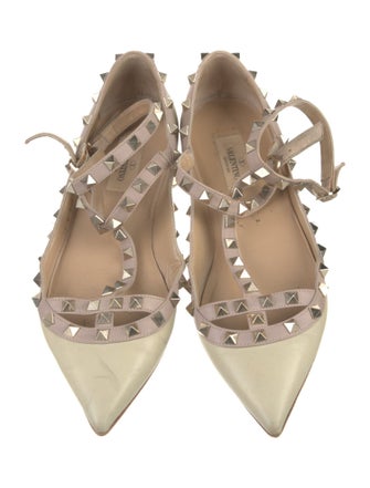 Valentino Rockstud Accents Leather Ballet Flats