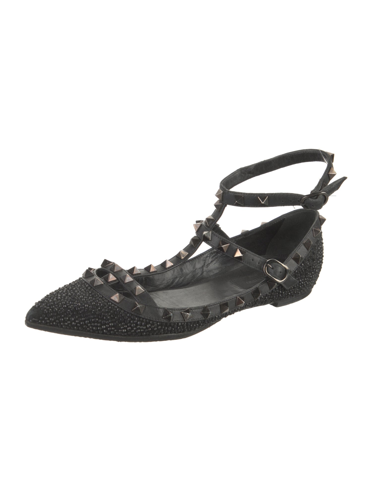 Valentino Rockstud Accents Leather Ballet Flats