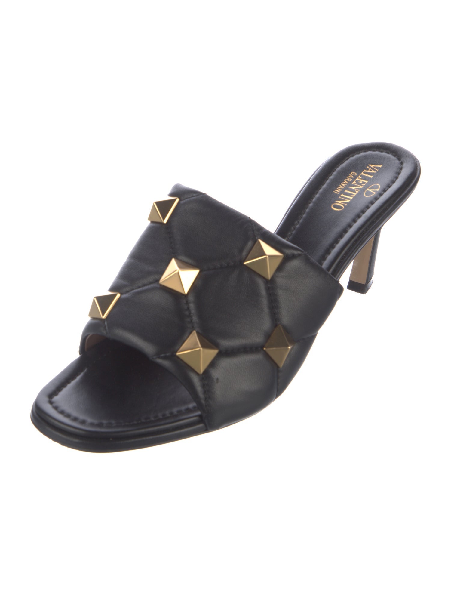 Valentino Rockstud Accents Leather Slides