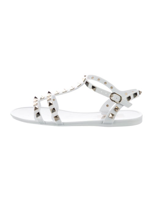 Valentino Rockstud Accents Rubber T-Strap Sandals