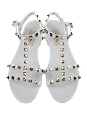 Valentino Rockstud Accents Rubber T-Strap Sandals