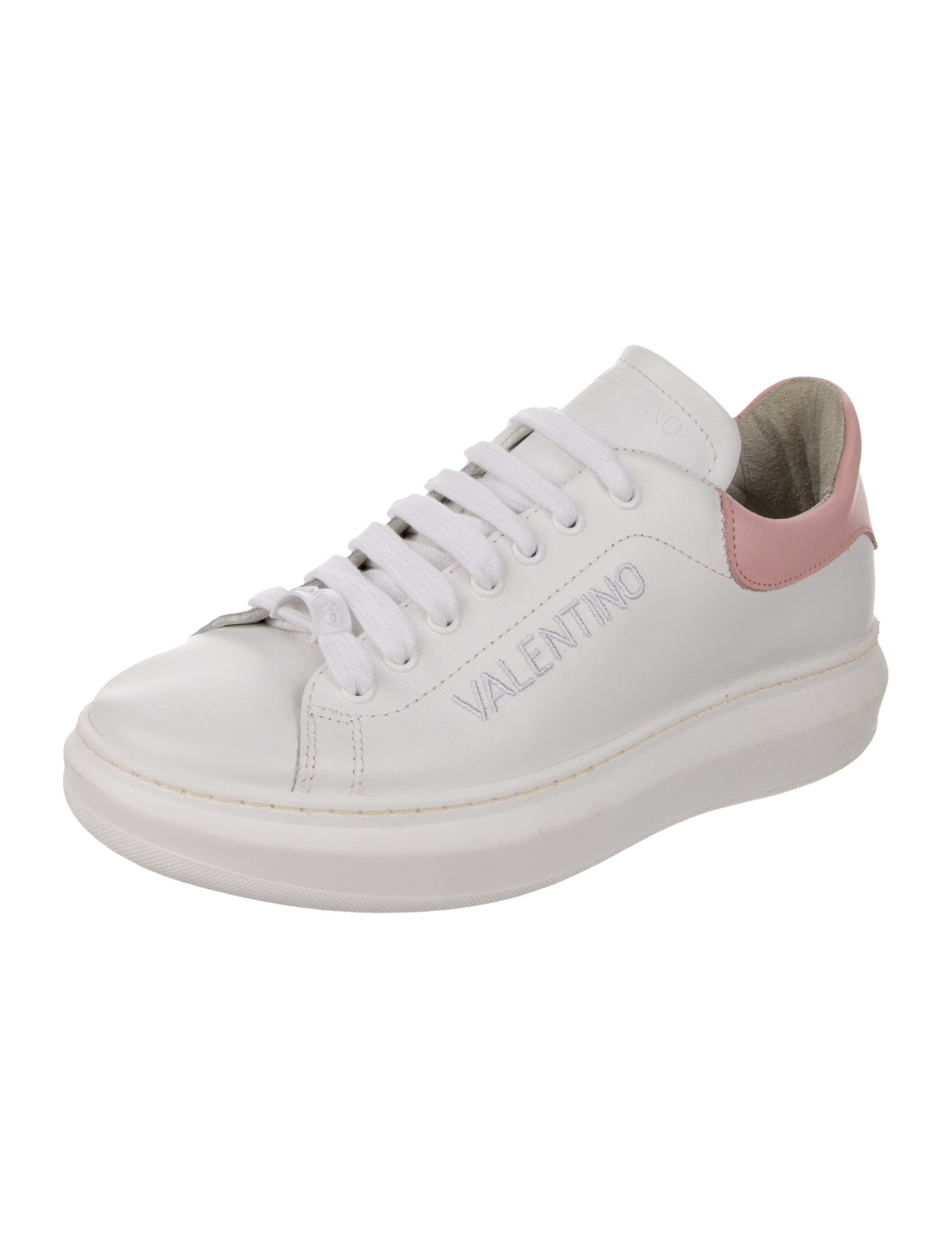 Valentino Rockstud Accents Leather Sneakers