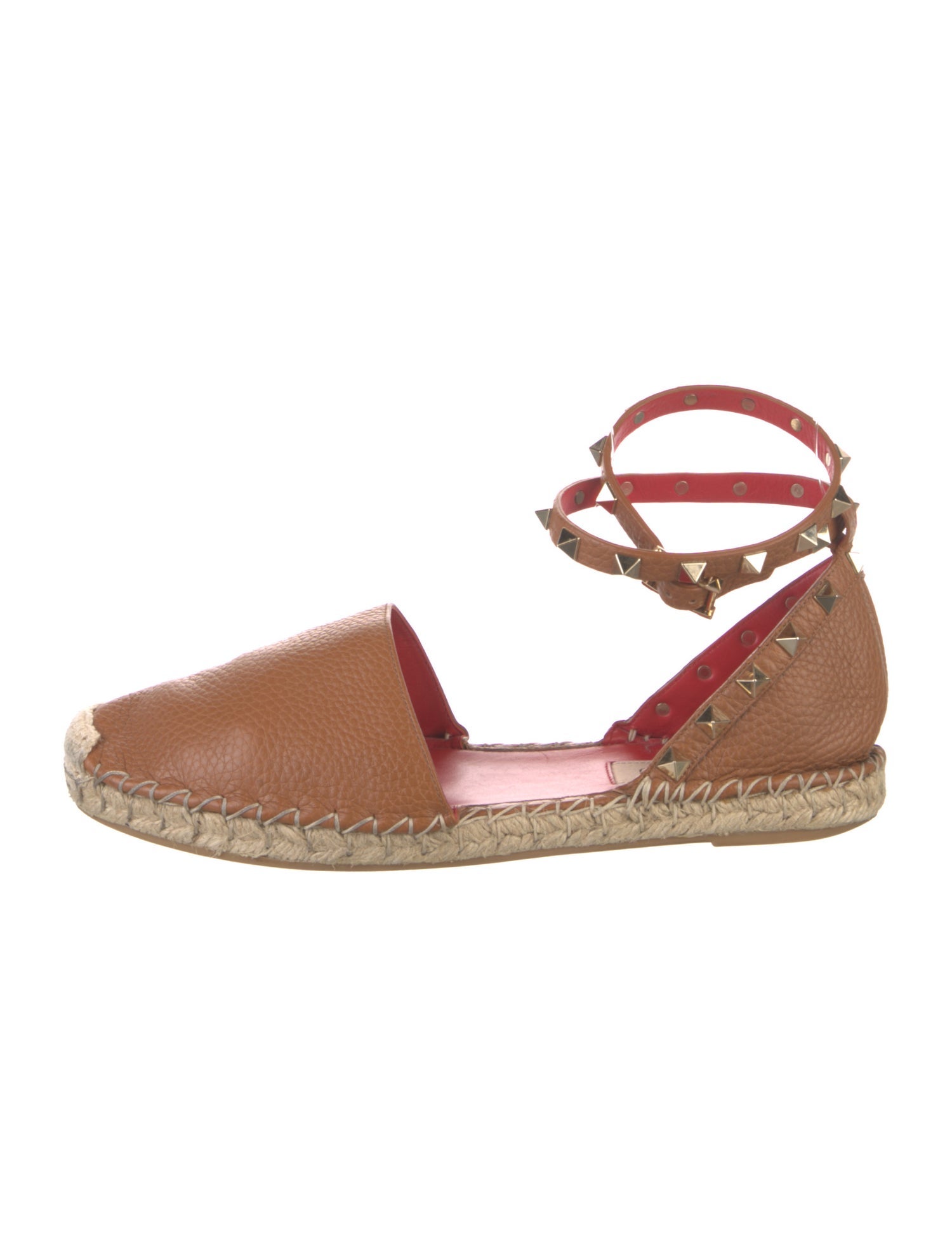 Valentino Rockstud Accents Leather Espadrilles