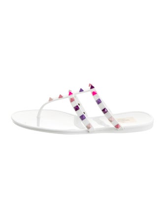 Valentino Rockstud Accents Rubber Slides