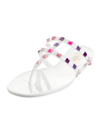 Valentino Rockstud Accents Rubber Slides