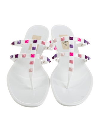 Valentino Rockstud Accents Rubber Slides