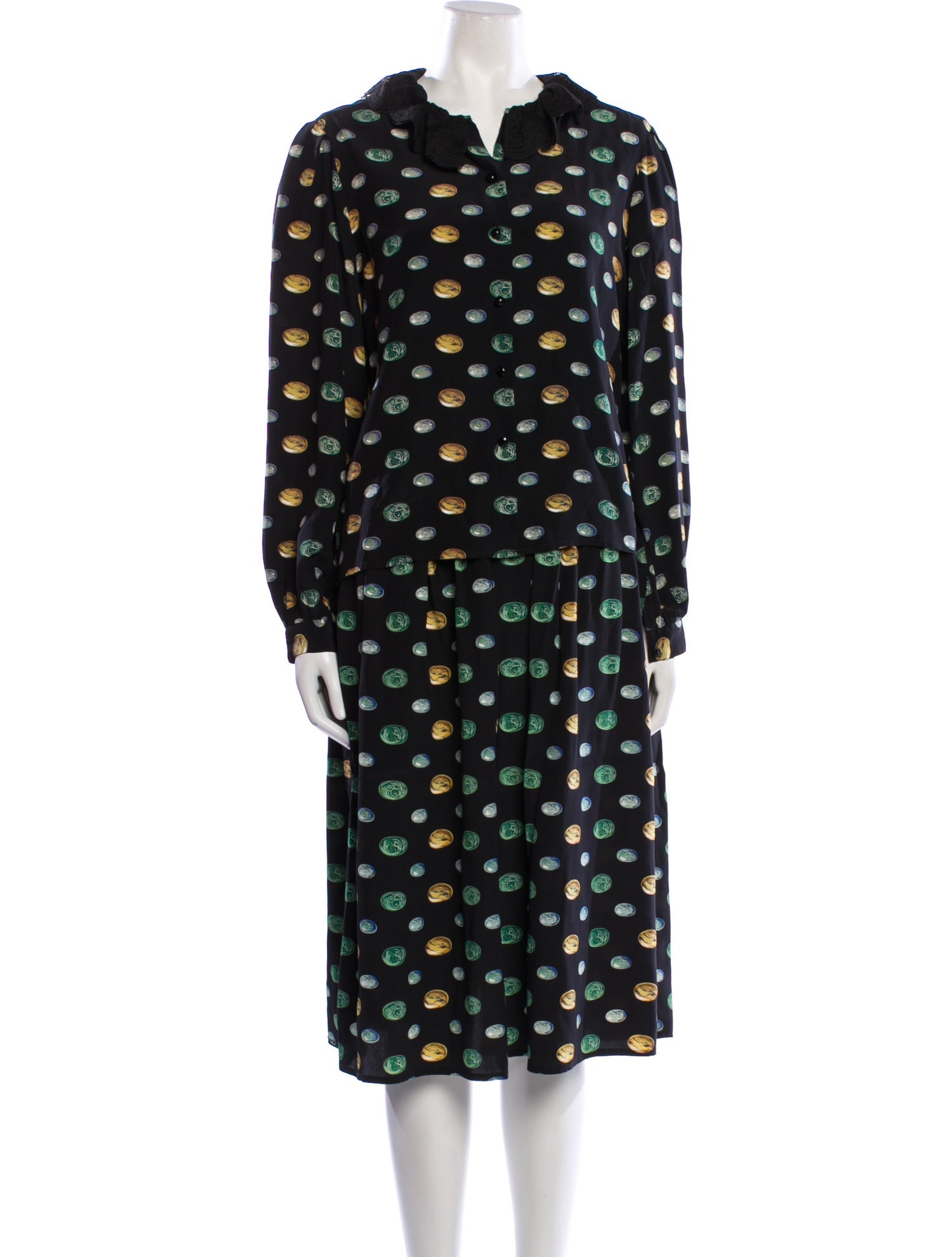 Valentino Late 1970's - Early 1980's Stone Print Skirt Set