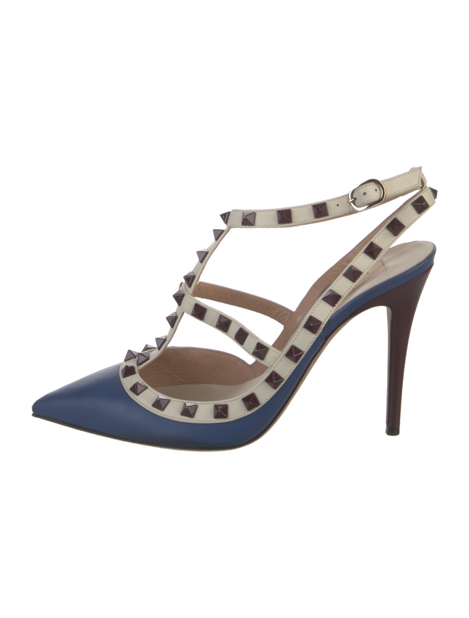 Valentino Rockstud Accents Leather T-Strap Pumps